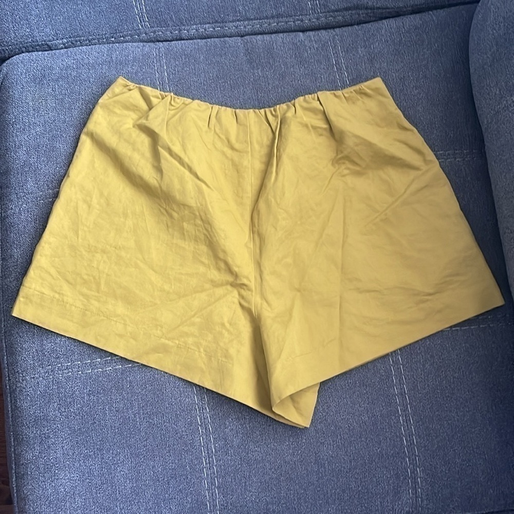 Kate Spade Saturday Let Loose High Waist Short Cotton Linen yellow green size 0 - Picture 6 of 8